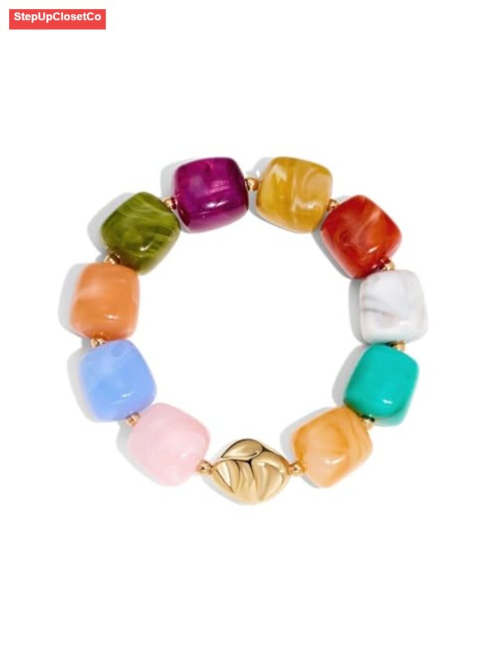 Chunky Boho Resin Bead Stretch Bracelets for Women